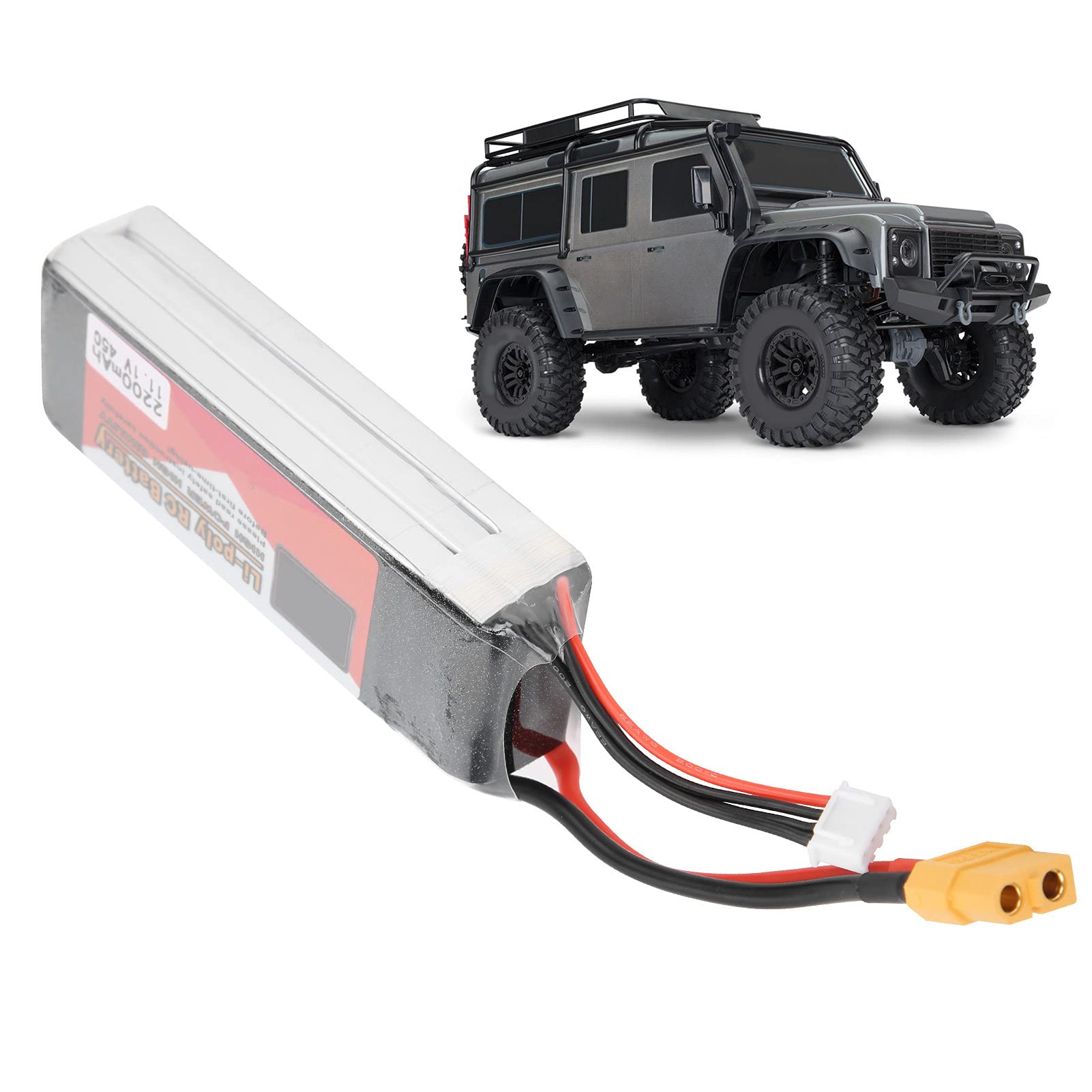 Drfeify Batteria LiPo RC, Alta capacità 2200 mAh, 3S 11,1V, Elevata velocità di Discharge 45C, Spina XT60, Usabile per Quadricotteri, Modelli RC, Elettronica da Hobby