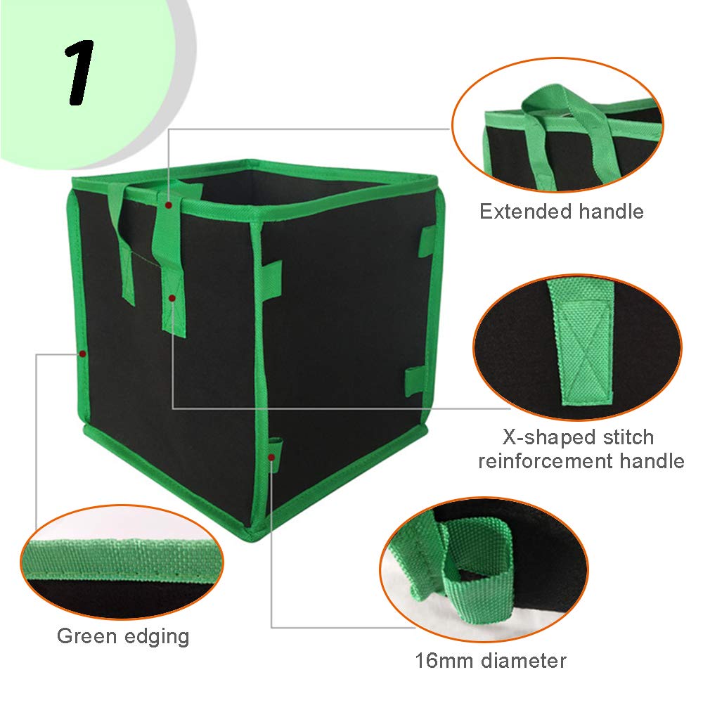 5 Piezas Bolsa de Cultivo Cuadrada, Bolsa de Cultivo de Plantas, Saco Tierra Jardin, Saco de Patatas, Patatas de Siembra Bolsa, Jardineras Exterior Balcon Tomatera Orquidea Interior con Asas(10Galone)