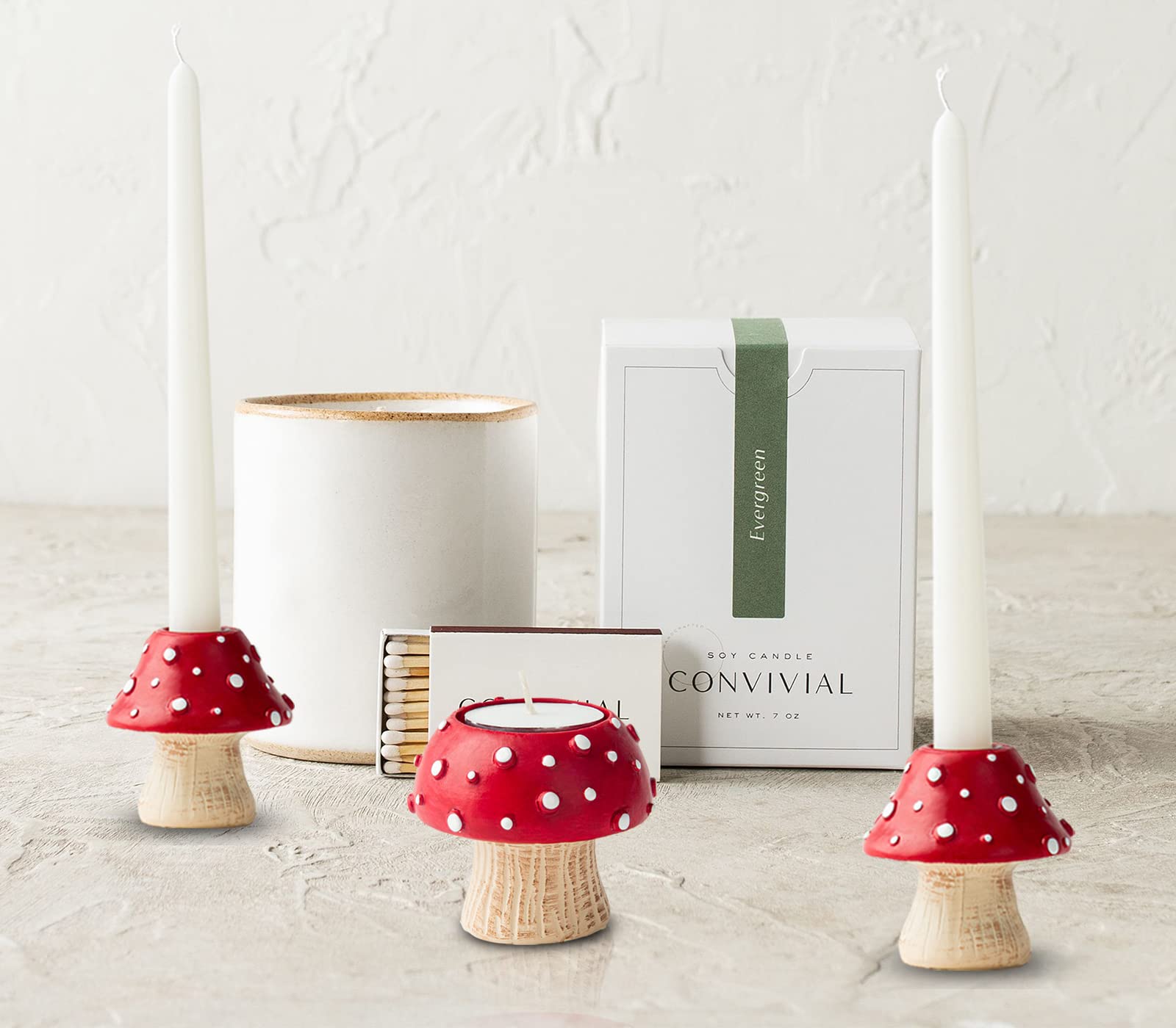 3 Taper Candle Holders and 3 Tealight Candle Holder Mushroom Candlestick Holders Cute Candle Stick Candle Holder Decor Candle Holders for Candlesticks