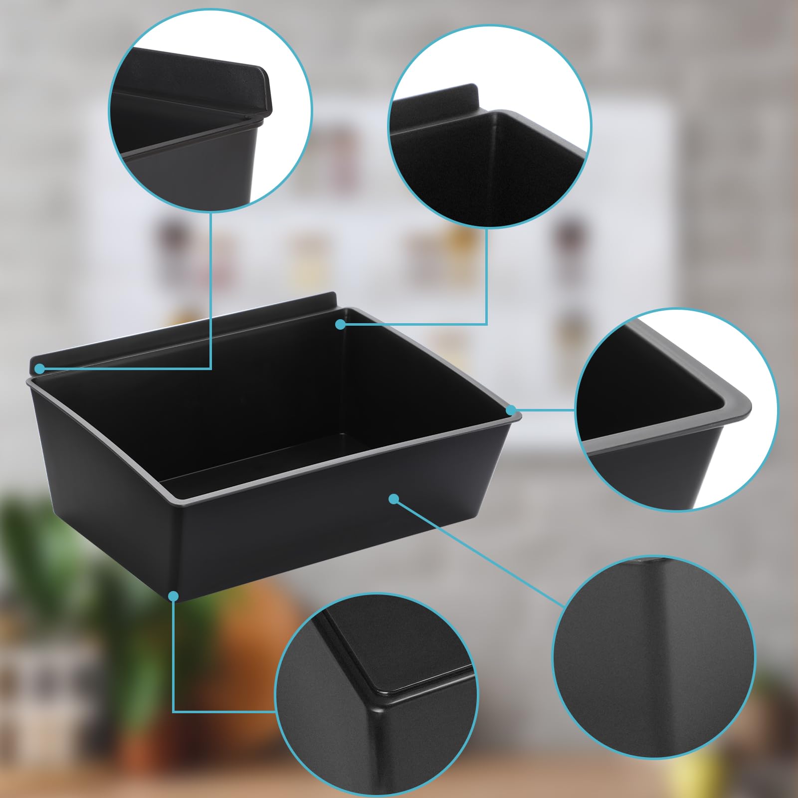 Sumnacon Slatwall Bins - 4 contenitori portaoggetti grandi per garage, in plastica, per riporre accessori da garage, impilabili, organizer per attrezzi per officine, centri commerciali