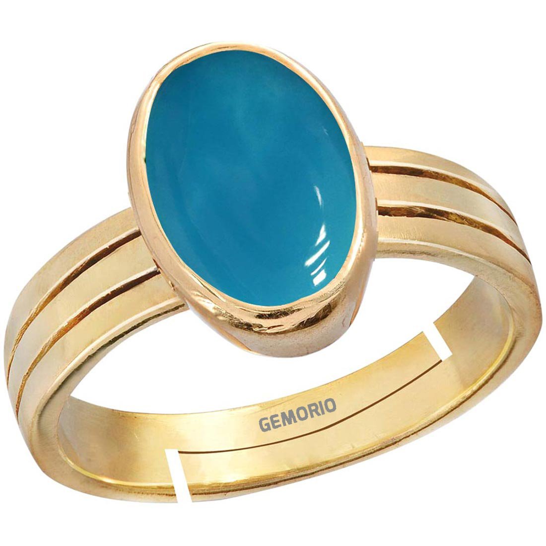 gemorio Turquoise Firoza 4.8cts or 5.25ratti Stone Panchdhatu Adjustable Ring for Men-picture-2