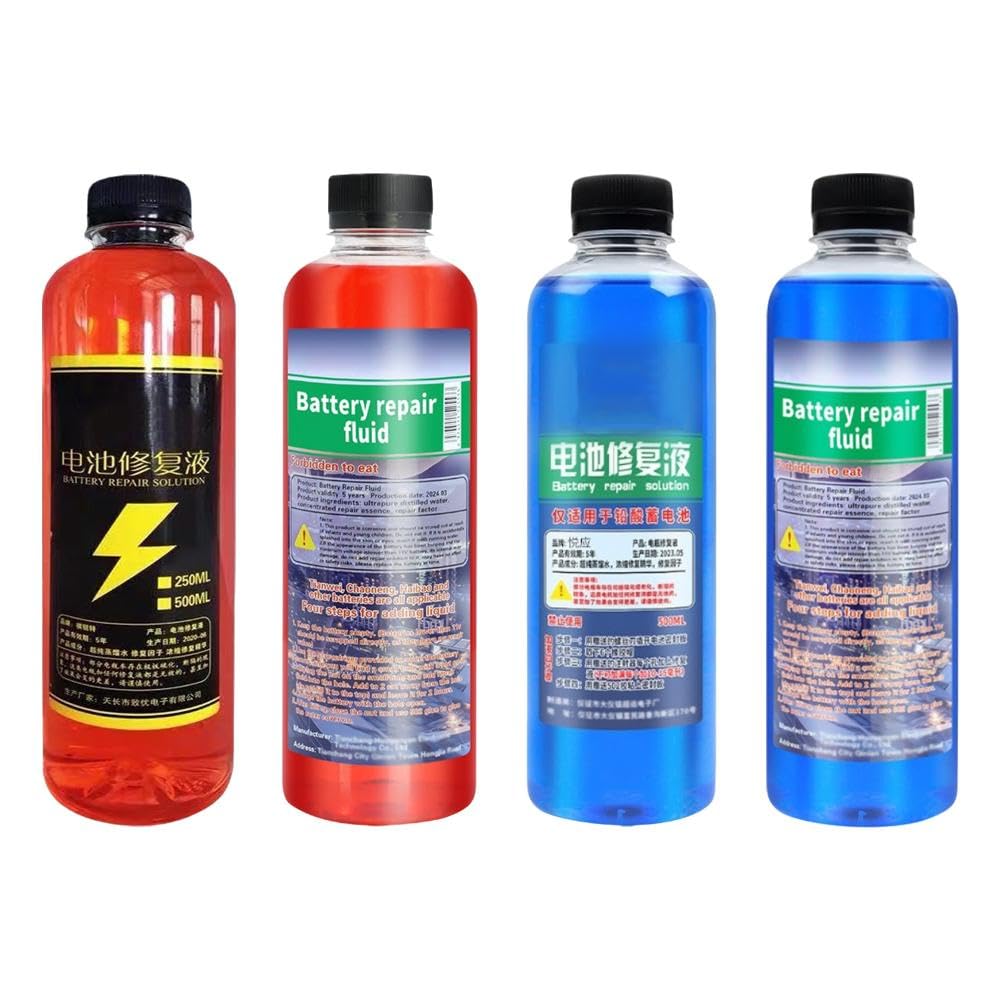Soluzione Liquida per Ripristino di Batterie 500ML - Soluzione di Acido per Batterie per Rinnovamento di Batterie, Liquido per Terminali di Piombo e Pulitore di Acido, Acqua Deionizzata e Distillata