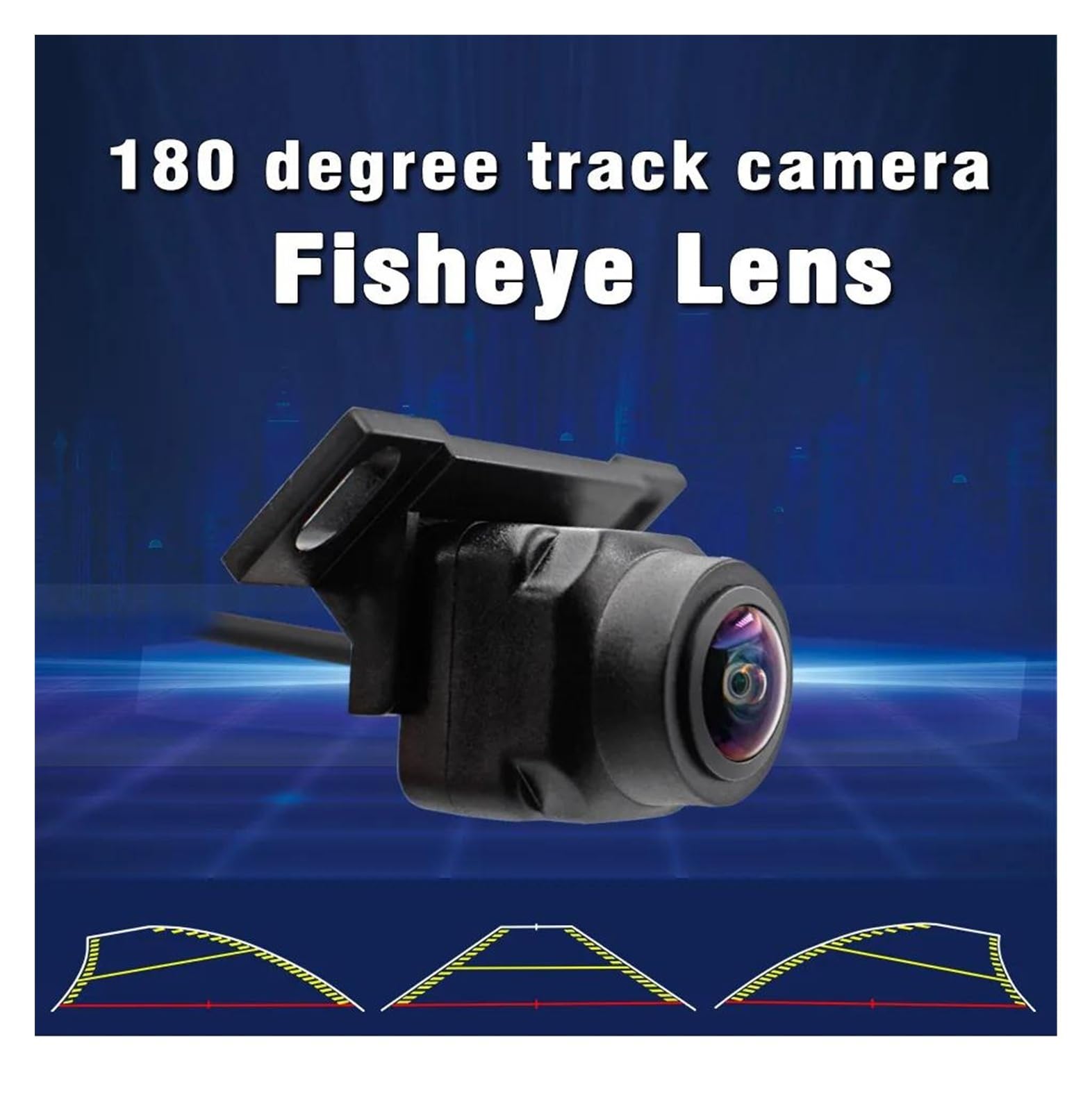 Retrocamera Auto 180 Gradi 1080P HD Visione Notturna Traccia Backup Telecamera Parcheggio Traiettoria Dinamica Telecamera Retromarcia Auto Vista Posteriore Fisheye Telecamera Retromarcia