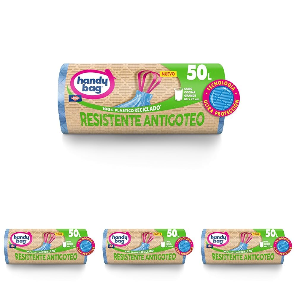 Handy Bag Bolsas de Basura Resistente Antigoteo, 100% Reciclado, Autocierre, 50L, 8 Bolsas, 1 Paquete — view 12