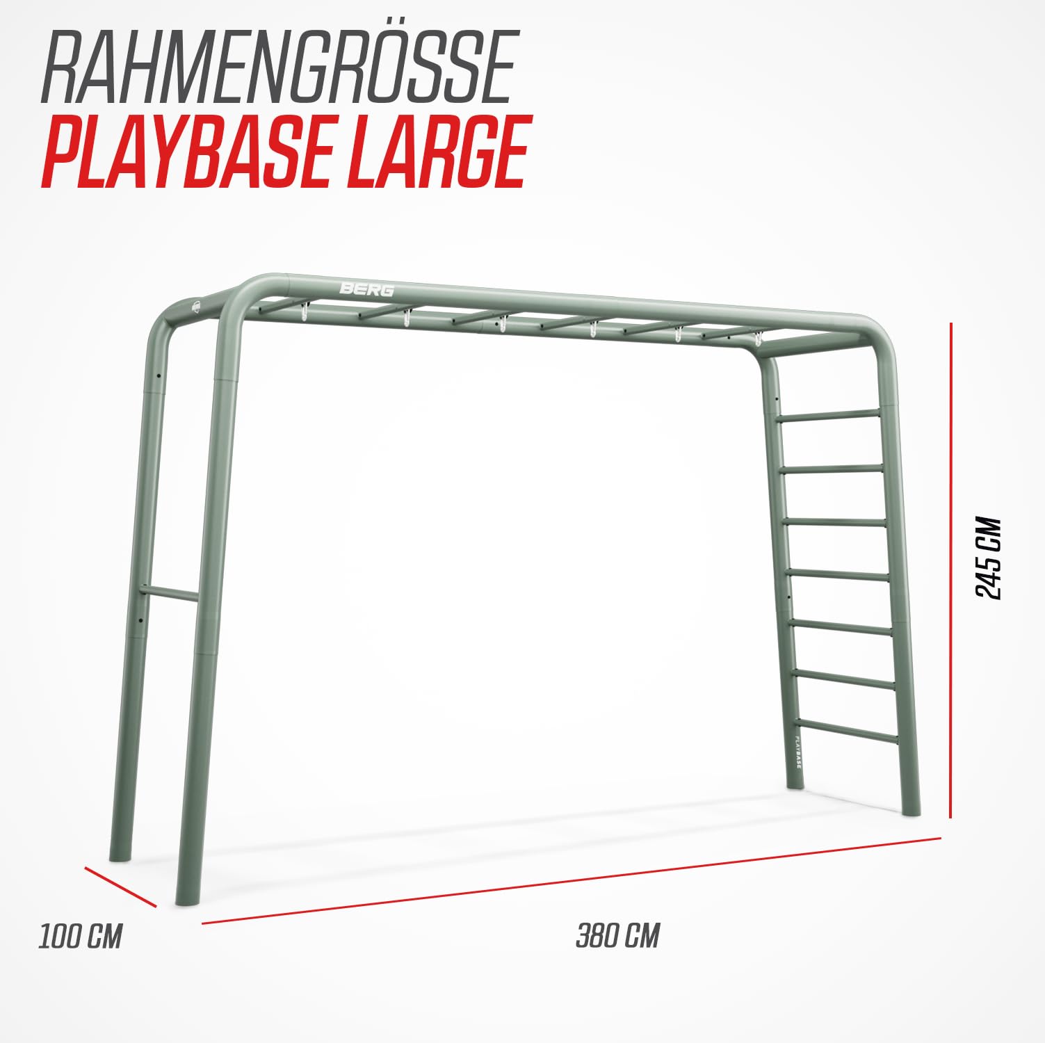 BERG PlayBase Large Spielplatz für Garten, Für die ganzen Familie, Klettergerüst für Garten, Fußballtor, Basketballtor, Klettergerüst, Fitness, Kletterwand, Alles in einem, Metall, Grün