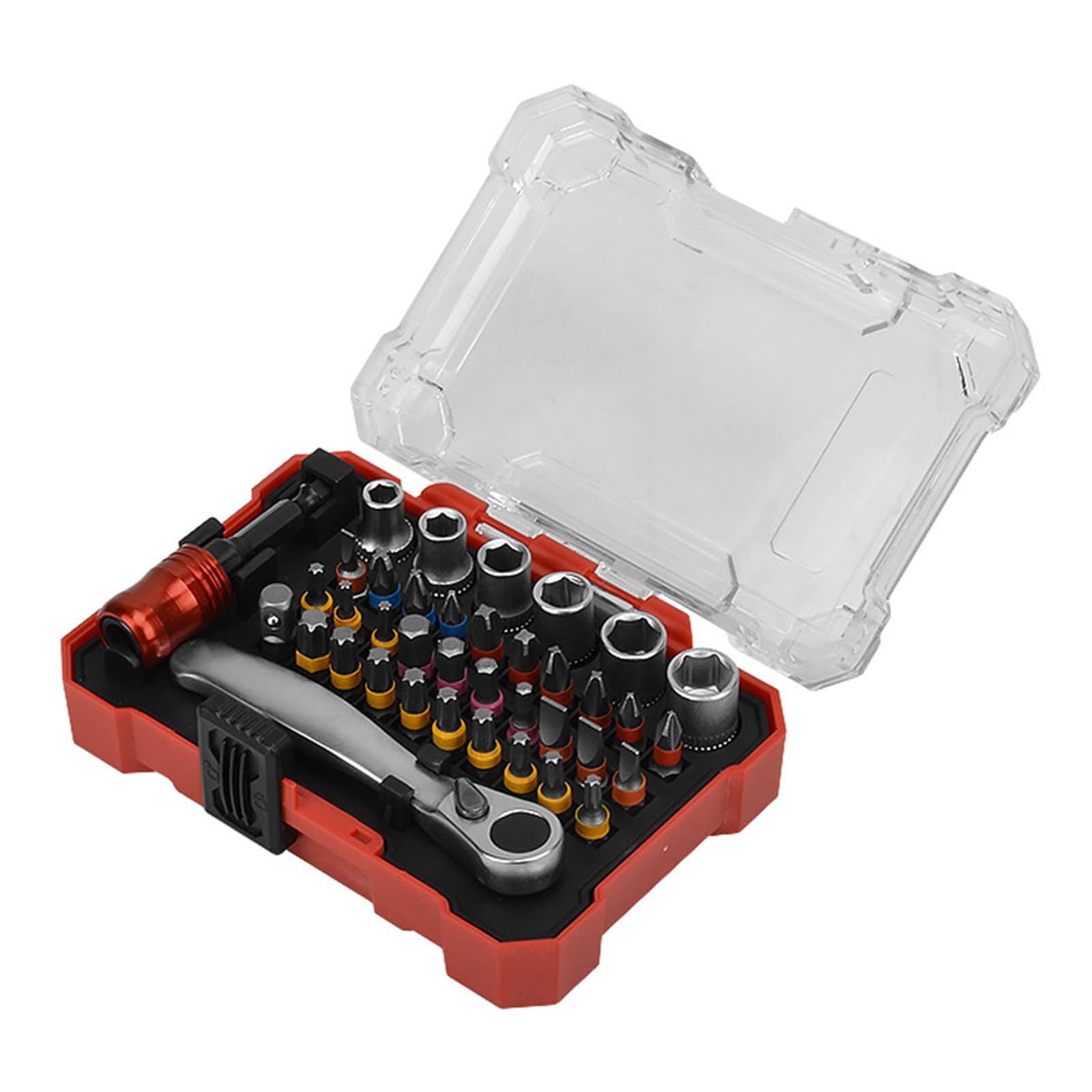 Professional 38Piece Ratcheting Screwdriver Bit Set Carbon Steel Ergonomic Handle Ratcheting Wrench Tool Ergonomic Handle