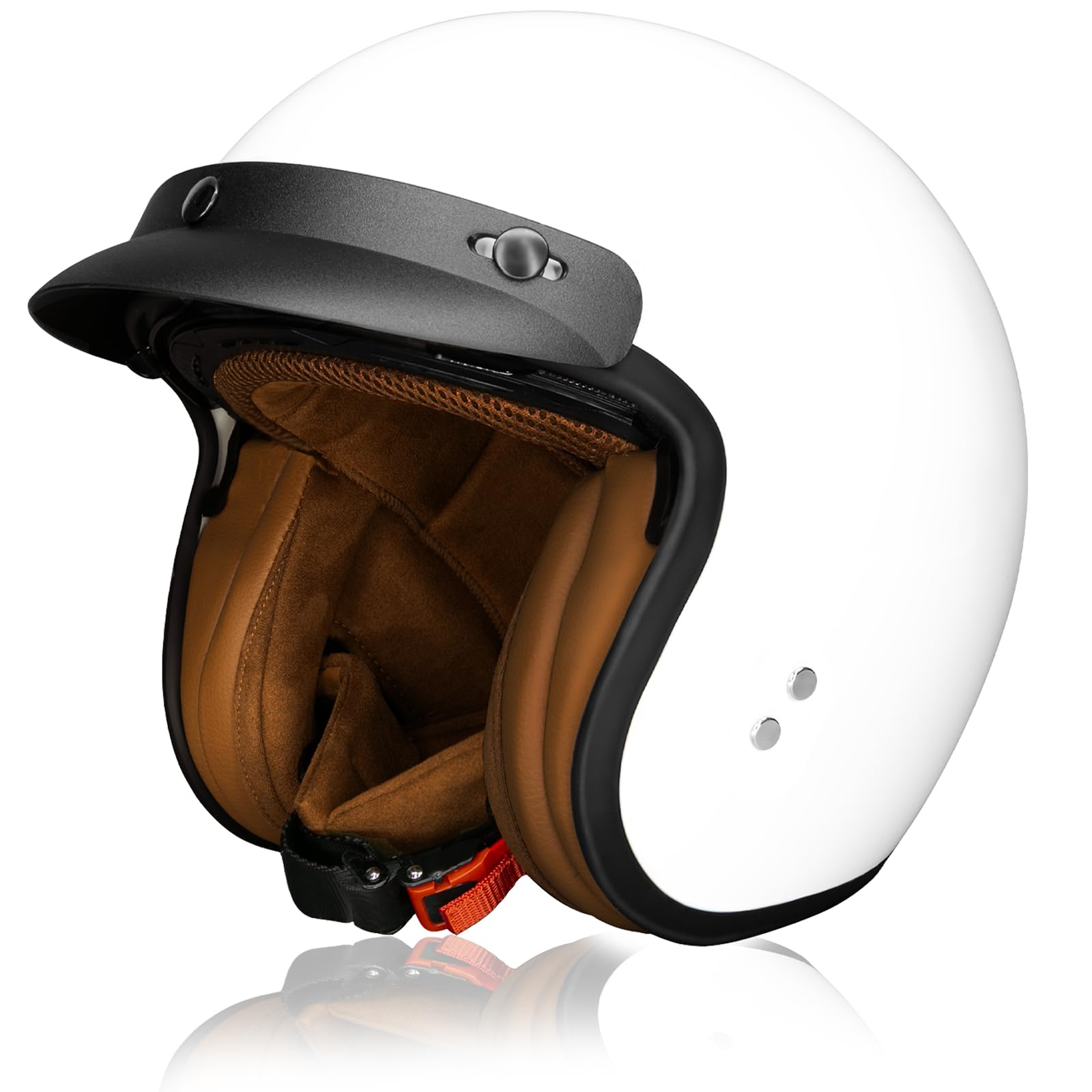 HSWHEEL Casco Jet con Visera: Casco de Motocicleta, Certificado ECE22.06, Unisex - Adecuado para ciclomotor, Scooter, Motocicleta y escúter - Diseño Retro de Casco
