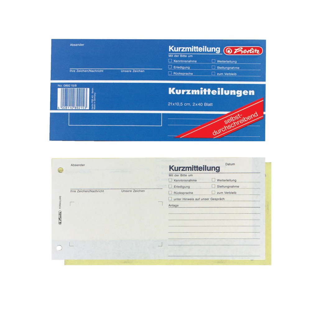Herlitz 892109 Memo, 21 x 10.5 x 50 Sheets, Pack of 5 2 x 40 Blatt