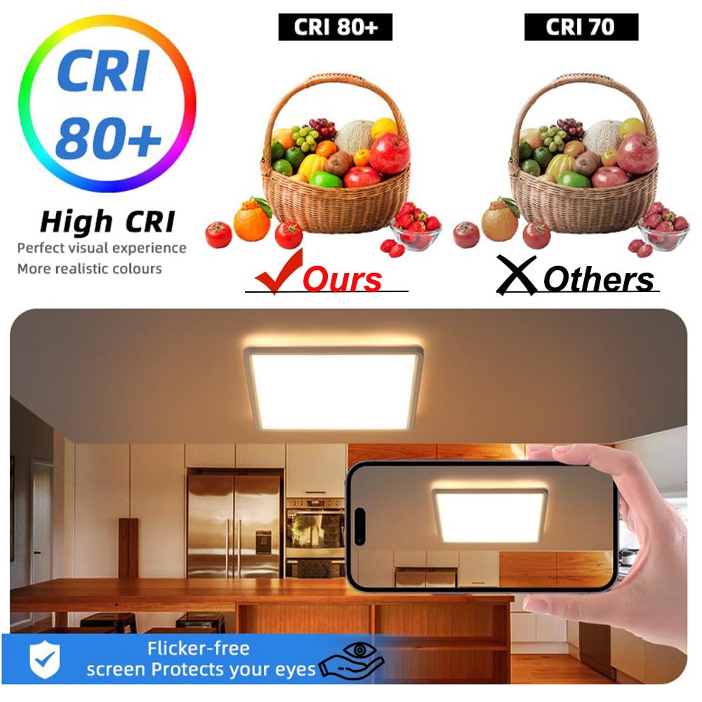 Lampa sufitowa LED z zdalnym sterowaniem, 24 W RGB, 16 milionami kolorów, 2400 lumenów, z lampami Alexa