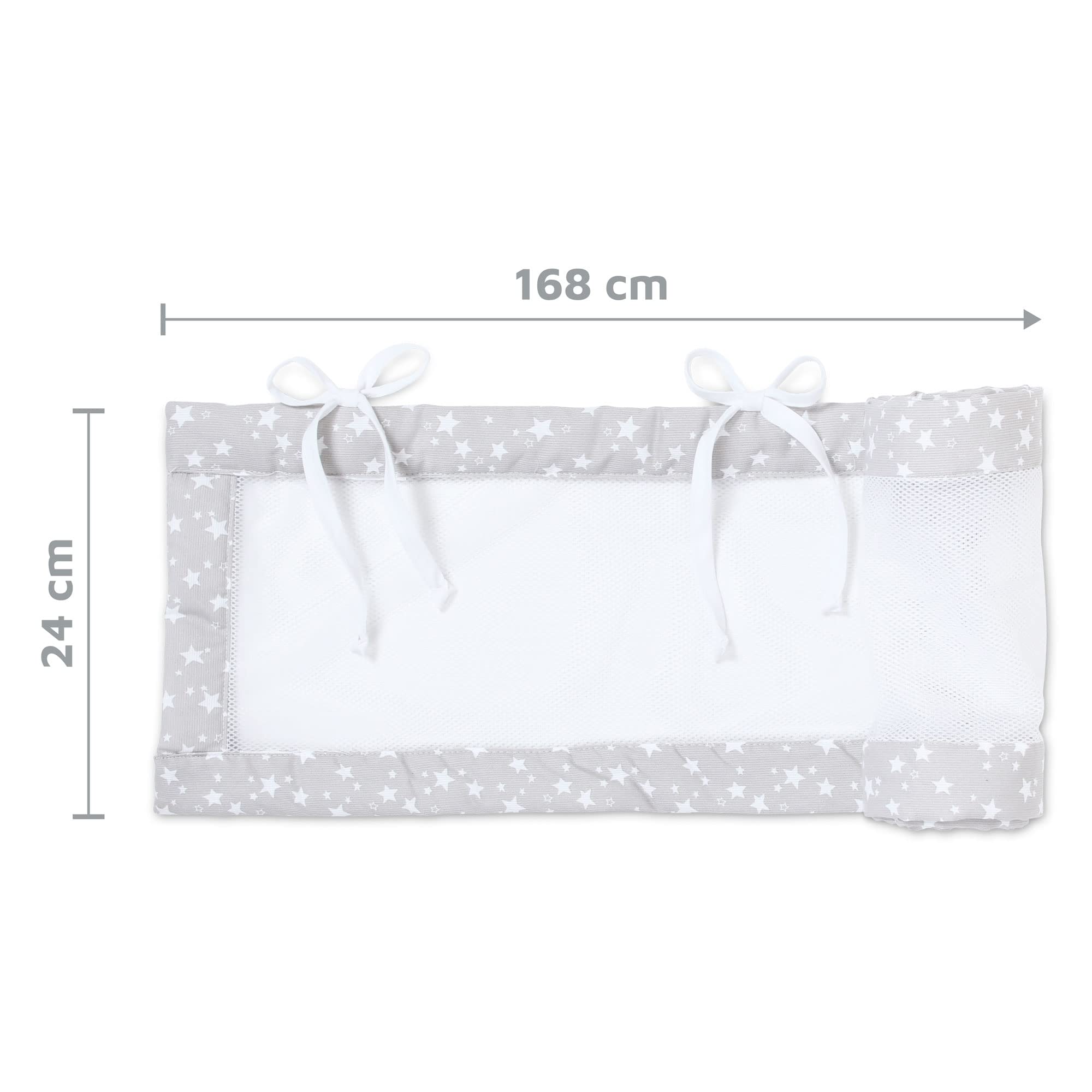 Babybay Babynest Mesh-Piqué Suitable For Model Maxi, Boxspring, Comfort And Comfort Plus, Pearl Grey Stars White - 200 g