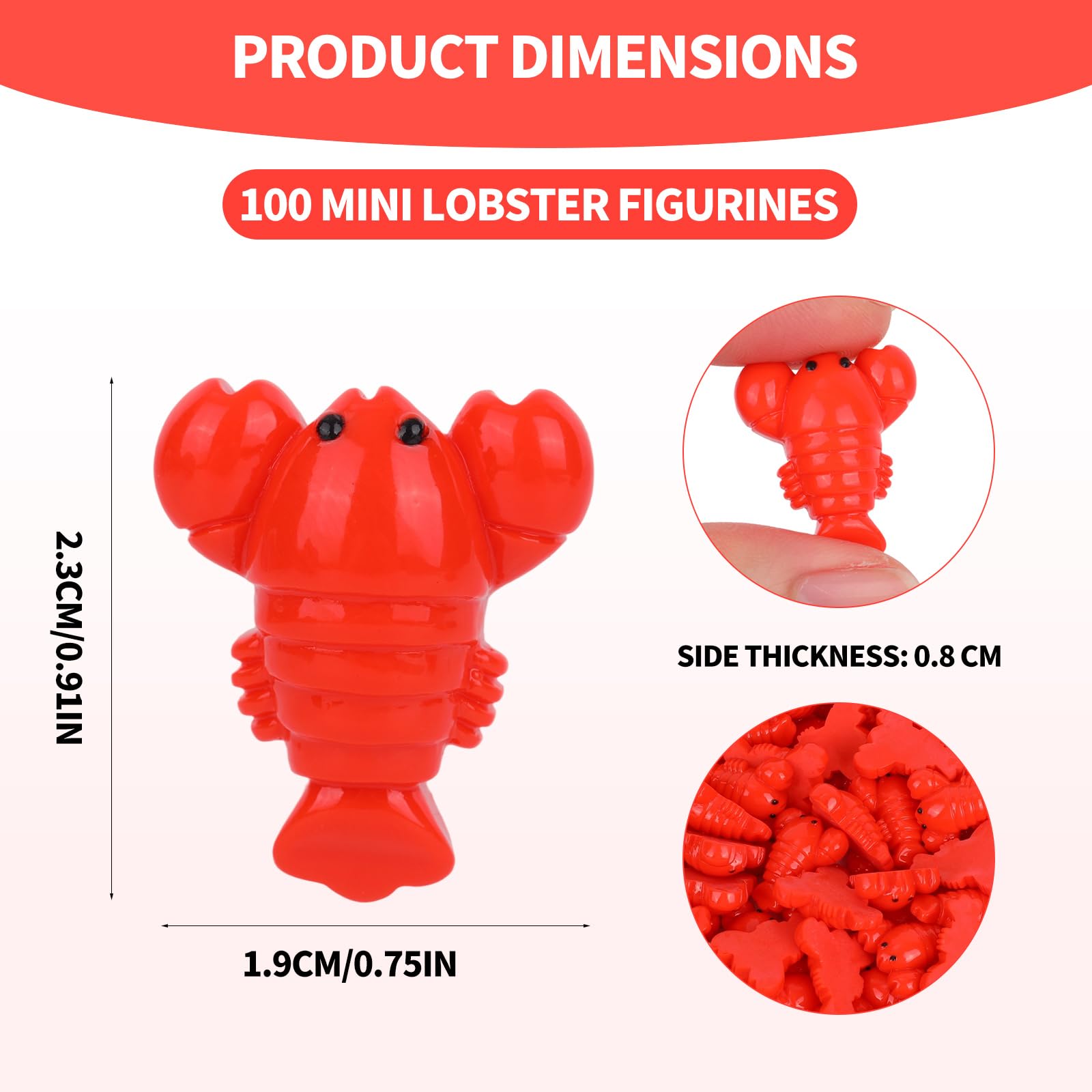 100 Pcs Mini Resin Lobster - Image 2