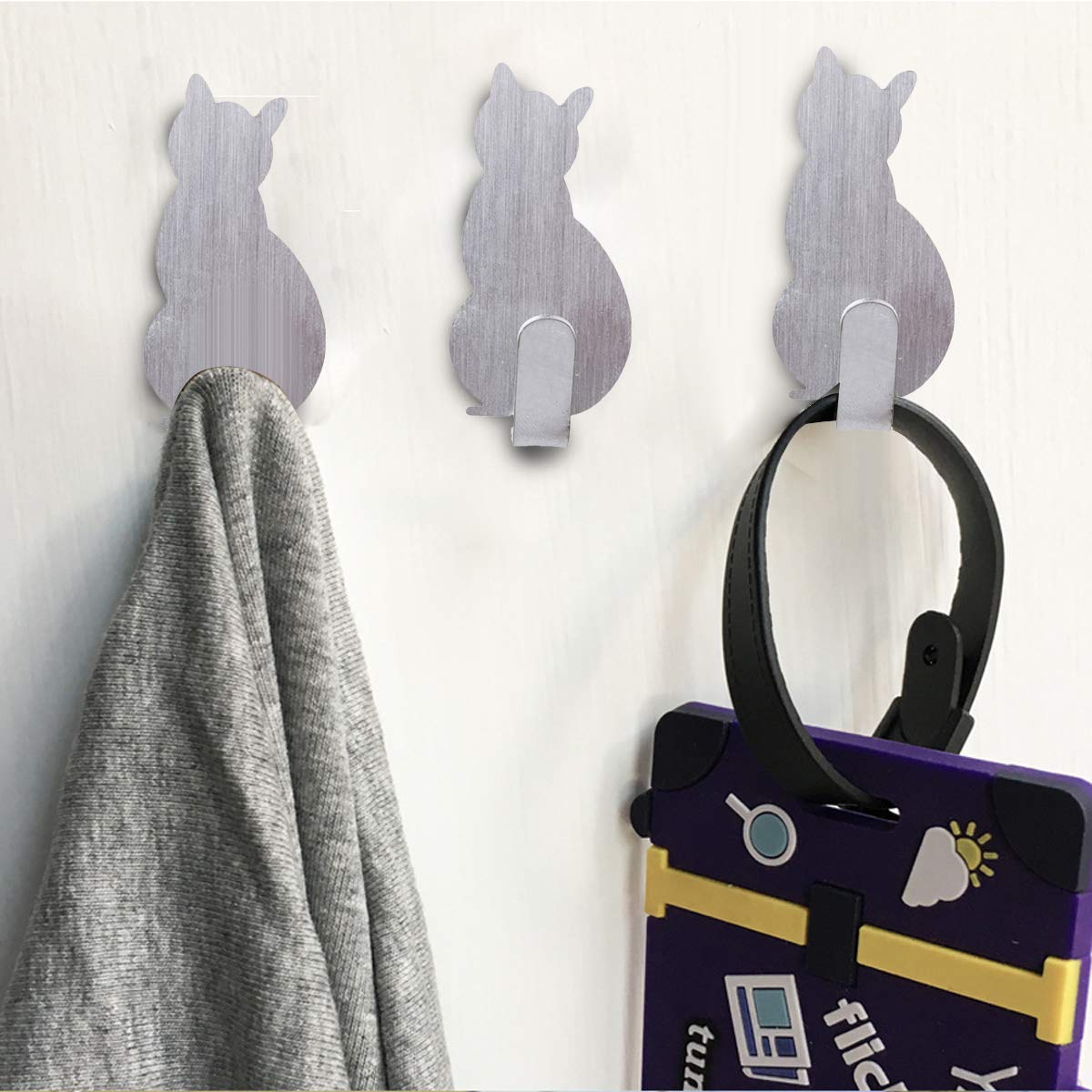 Genérico Toallero Ganchos para Toallas autoadhesivos Ganchos para Albornoz Ganchos Decorativos Ganchos de Pared creativos para Gatos Acero Inoxidable Soporte para Toallas de baño Cocina Ganch