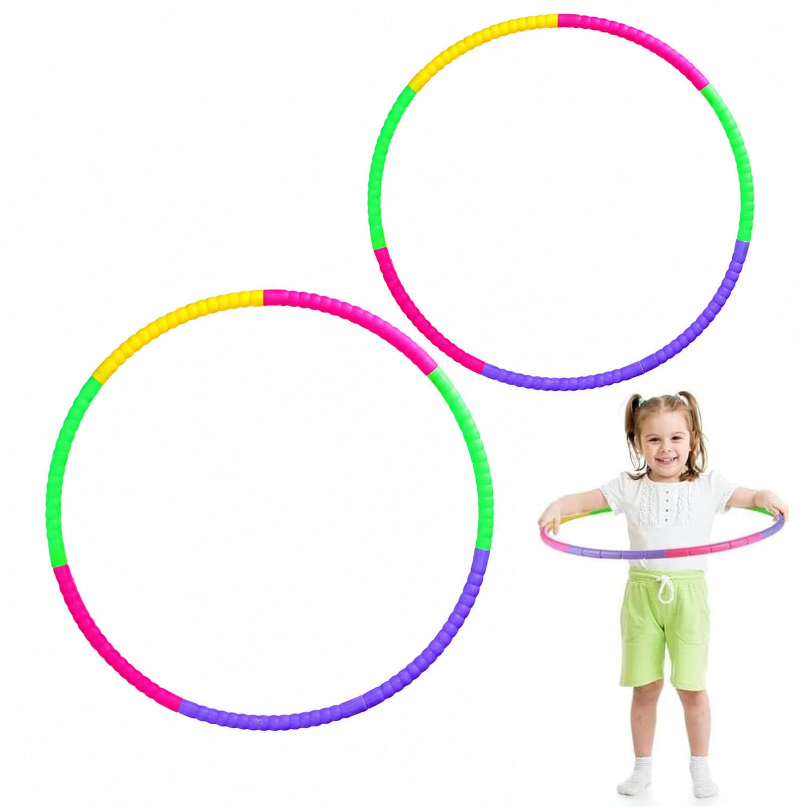2-Piece Hula Hoops for Kids, Detachable Hula Hoop Set, Kids Hula Hoop