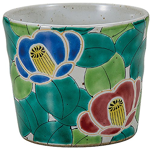 伊野正峰 そば猪口 緑 7.5cm 九谷焼 そばちょこ 山茶花 K5-432