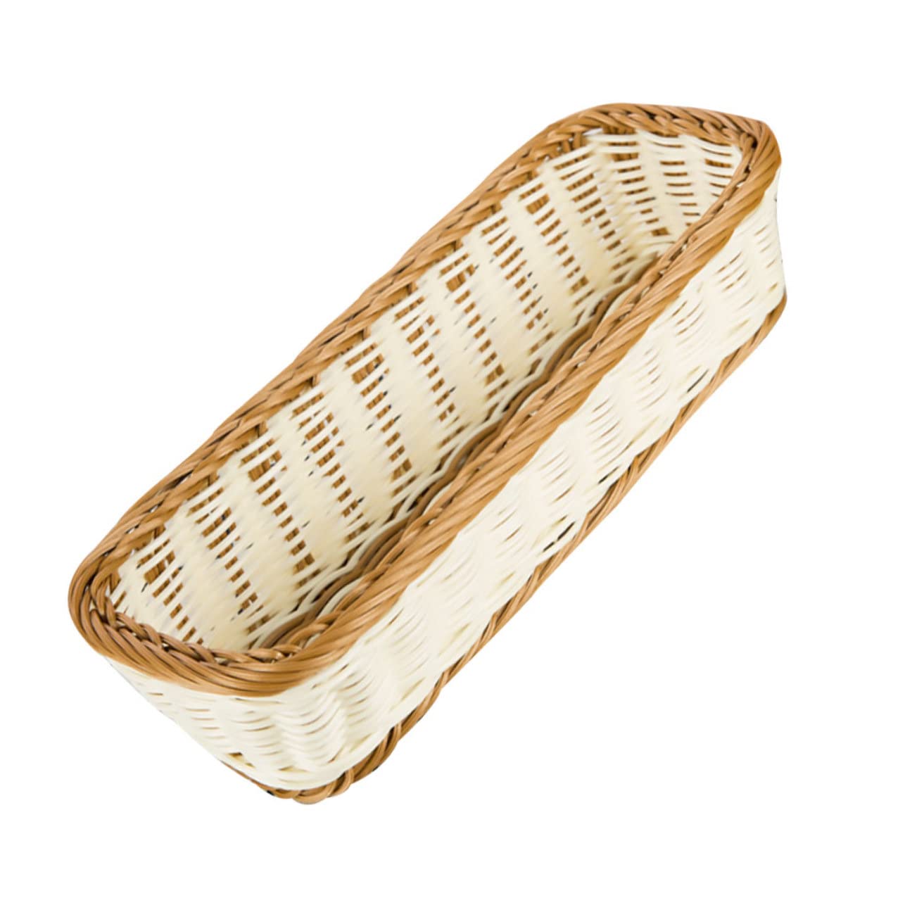 COLLBATH 1pc Woven Plate Basket Desktop Organizer Basket Wicker Tray Wicker Basket Decorative Tray Fruit Basket Seagrass Baskets Storage Baskets Imitation Rattan Plate Basket White