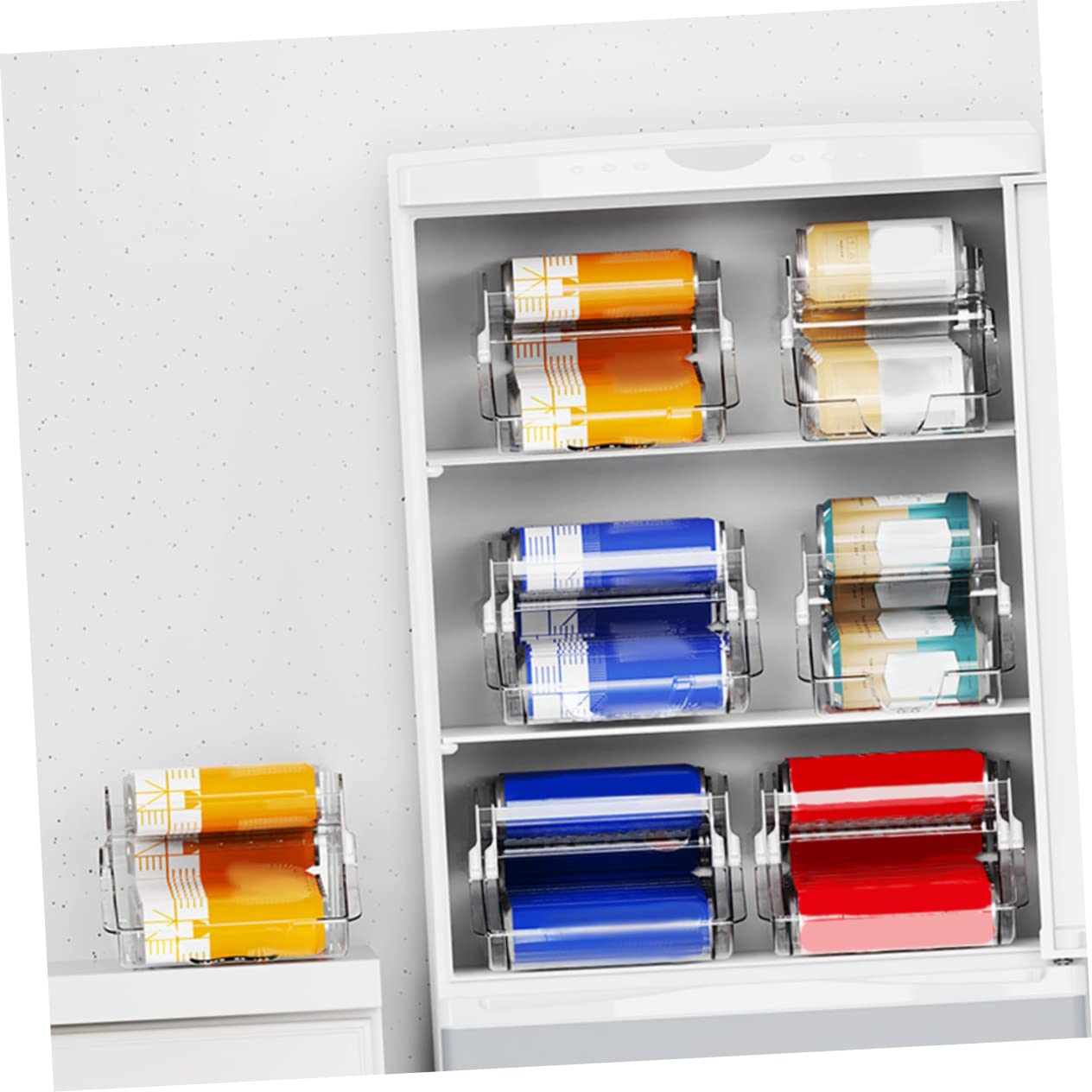 Cabilock Organizador de Latas de Doble Capa en Plástico Transparente | Diseño Apilable, Dispensador por Gravedad, para Cocina y Tienda, 1 Pieza