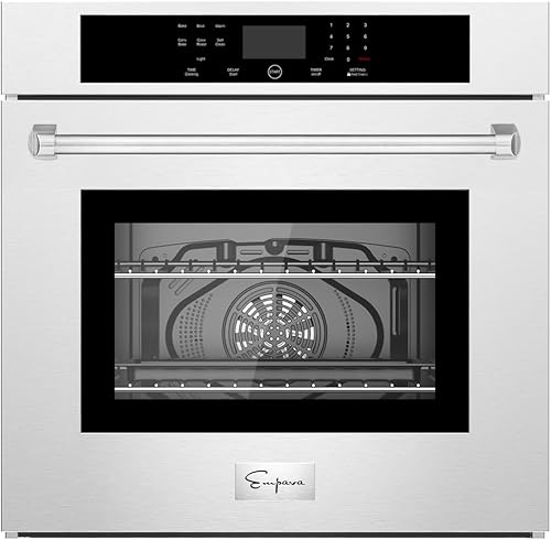 Empava Horno eléctrico de una sola pared de 30 pulgadas integrado con 12 funciones de cocción con pantalla digital LED, ventilador de convección