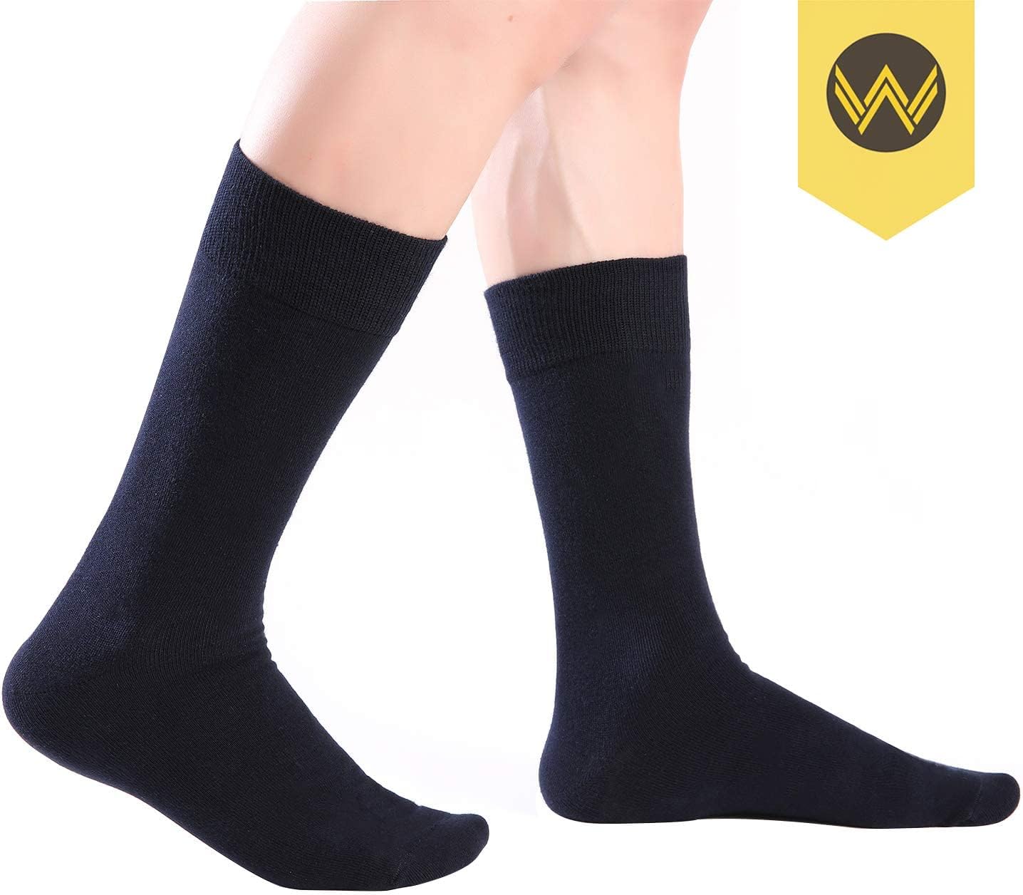 WANDER Men's Dress Socks Cotton Thin Classic Lightweight Socks 6/8 Pairs Solid & Patterned Soft Breathable Socks 9-12 D-8 Pairs Navy