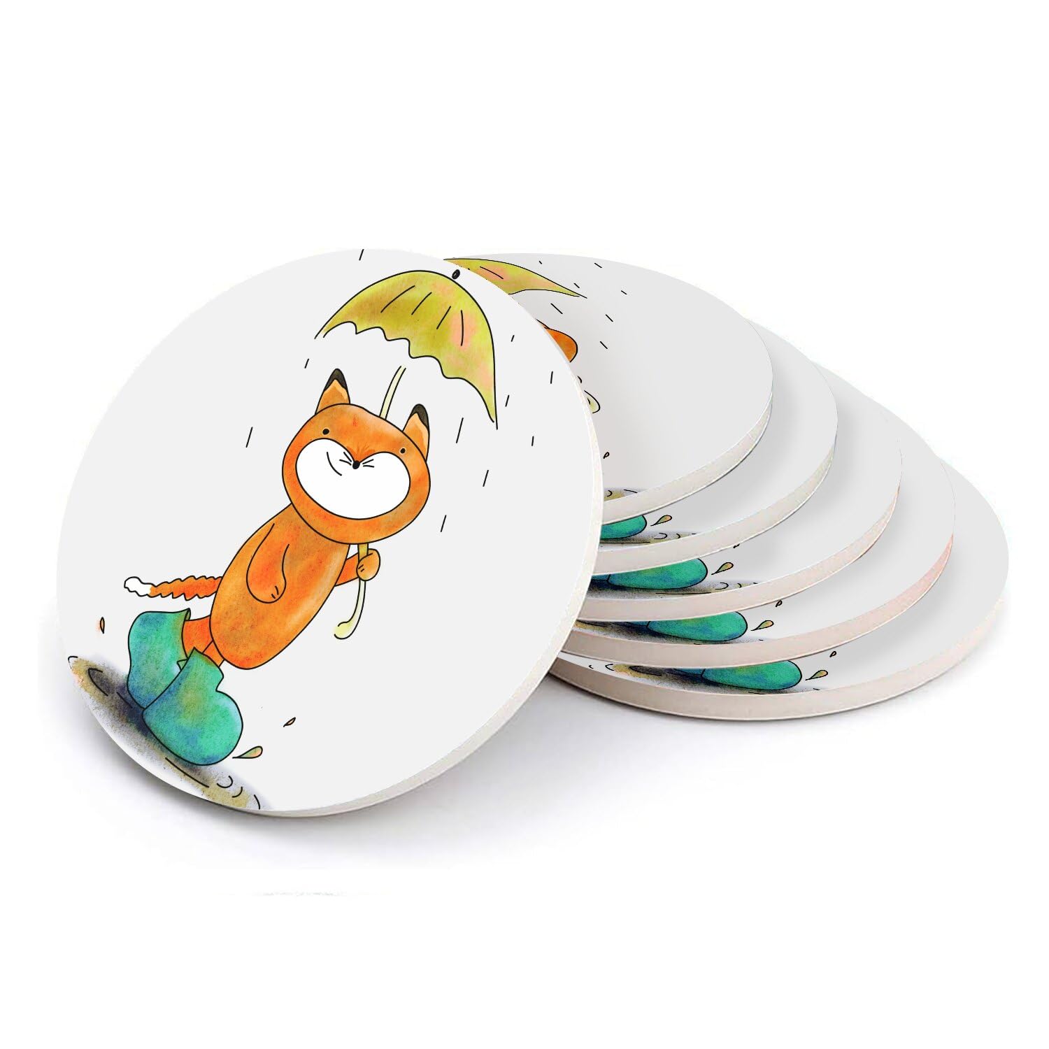 Sous-verre ronds en céramique dessous de verre chat roux 108mm