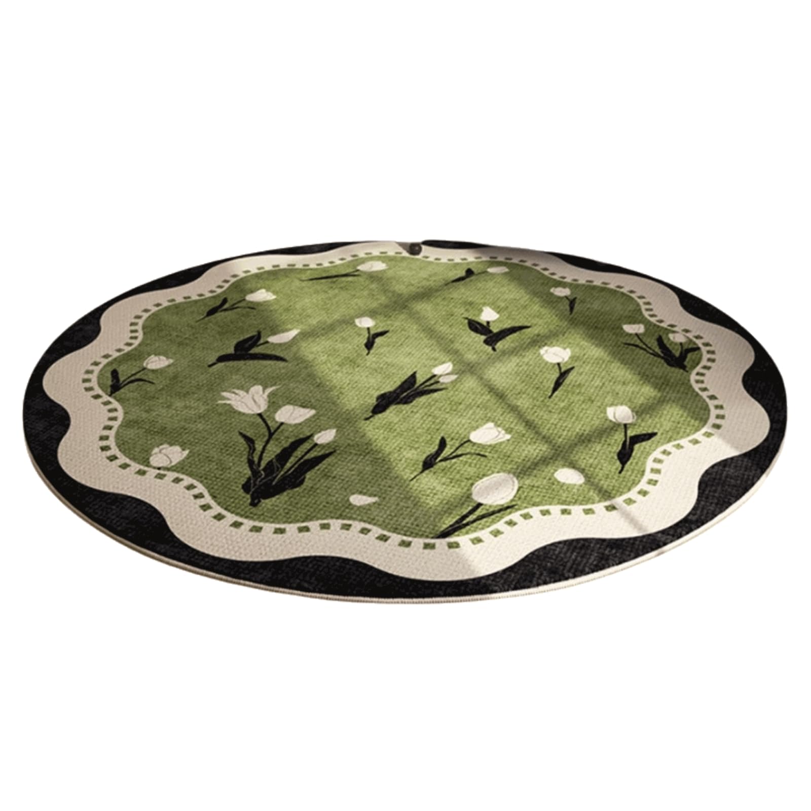 Polyester Carpet Thick Area Rug Washable Floor Mat Retro Round Carpet Mat Easy Cleaning for Living Room Bedroom