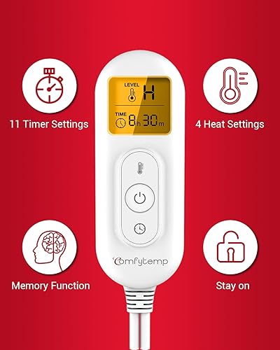 Miniatura 3 de Comfytemp Manta eléctrica de coche de 12 V24 V para aliviar el dolor de espalda, 4 ajustes de calor, 11 apagado automático, mini manta de viaje