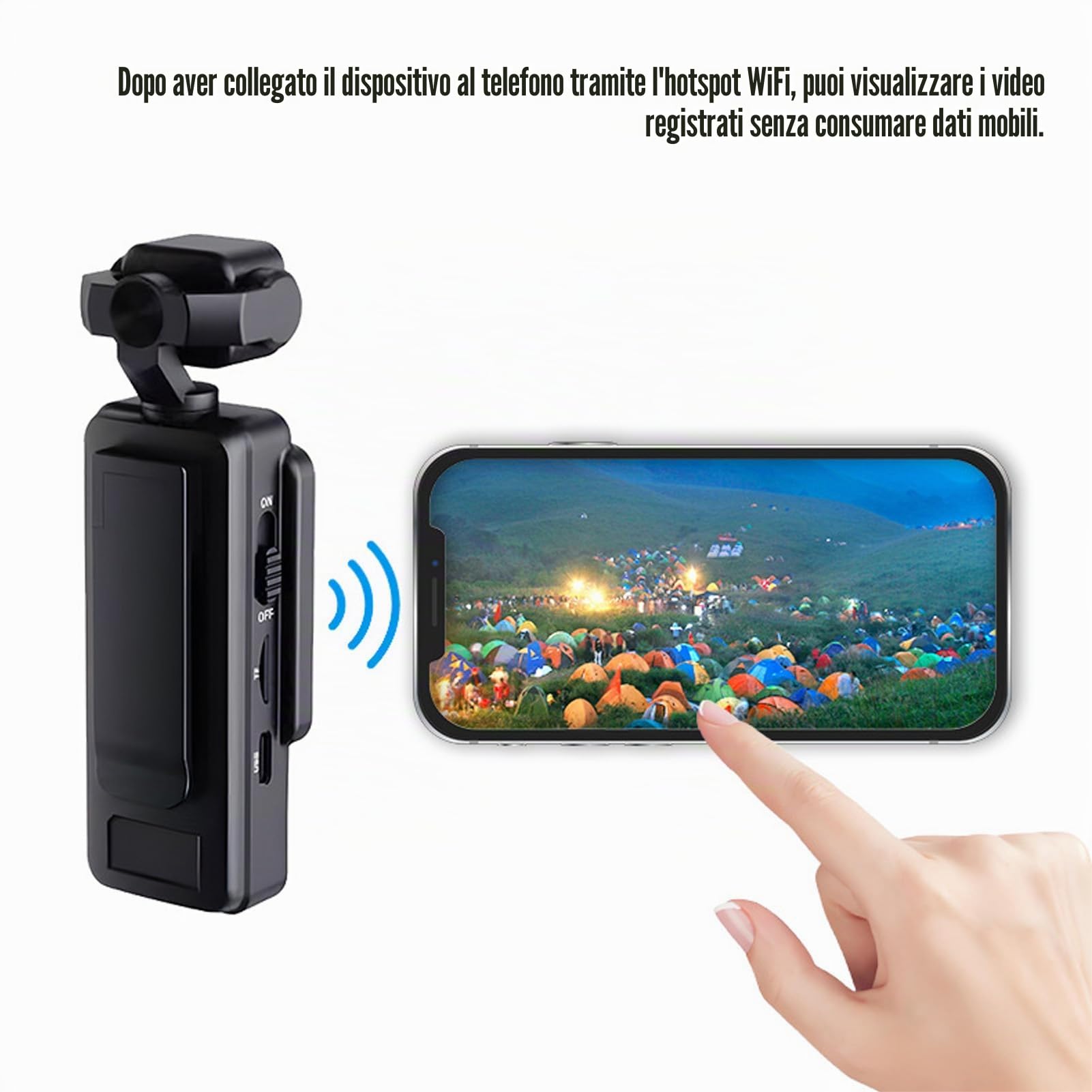 Denash Camera Vlog 1080p con Obiettivo Rotante a 270 °, Stabilizzazione Digitale e Schermata da 1,53 "， Videocamera Multi -montaggio per Video Esterni