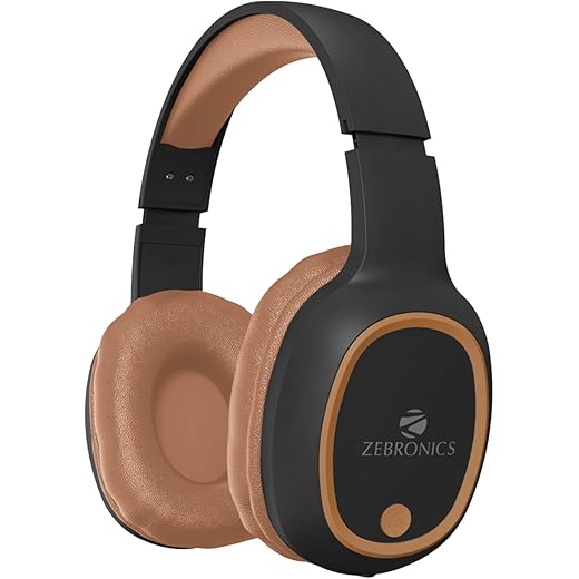 ZEBRONICS Thunder Bluetooth 5.3 Wireless Headphones with 60H Backup, Gaming Mode, Dual Pairing, ENC, AUX, Micro SD, Voice Assistant, Comfortable Earcups, Call Function (Brown)