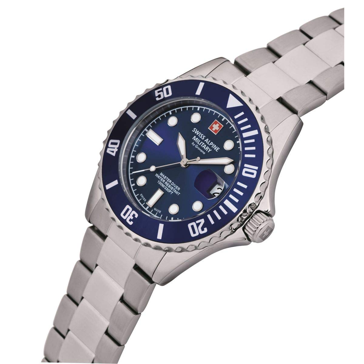 Swiss Alpine Military Master-Diver 7053.1 Reloj analógico de Cuarzo de Acero Inoxidable para Hombre