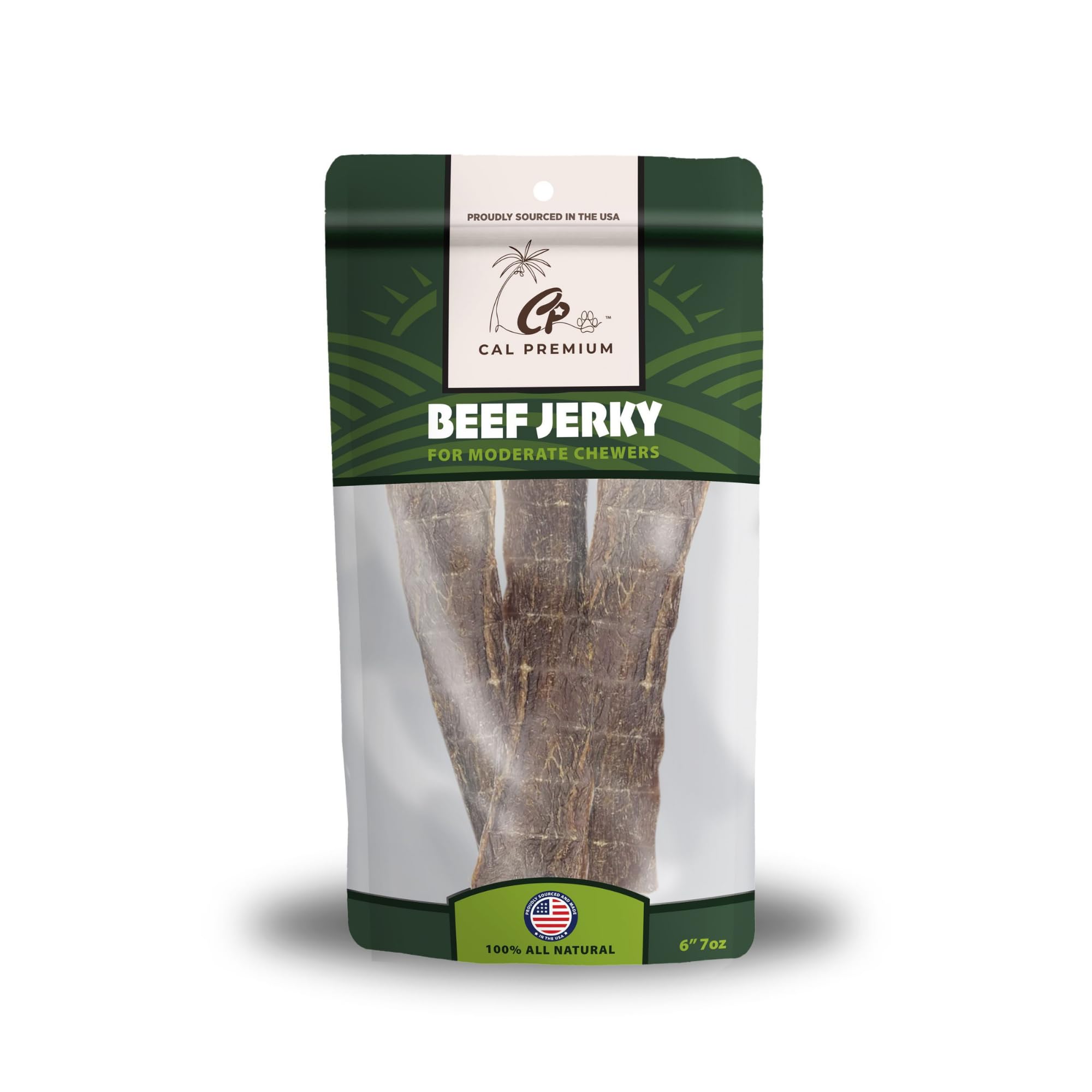 Cal Premium Natural Beef Weasand 4-6 inch Chews for Dogs - 100% USA Sourced and Made - High Protein Beef Jerky - Single Ingredient - 7 oz.