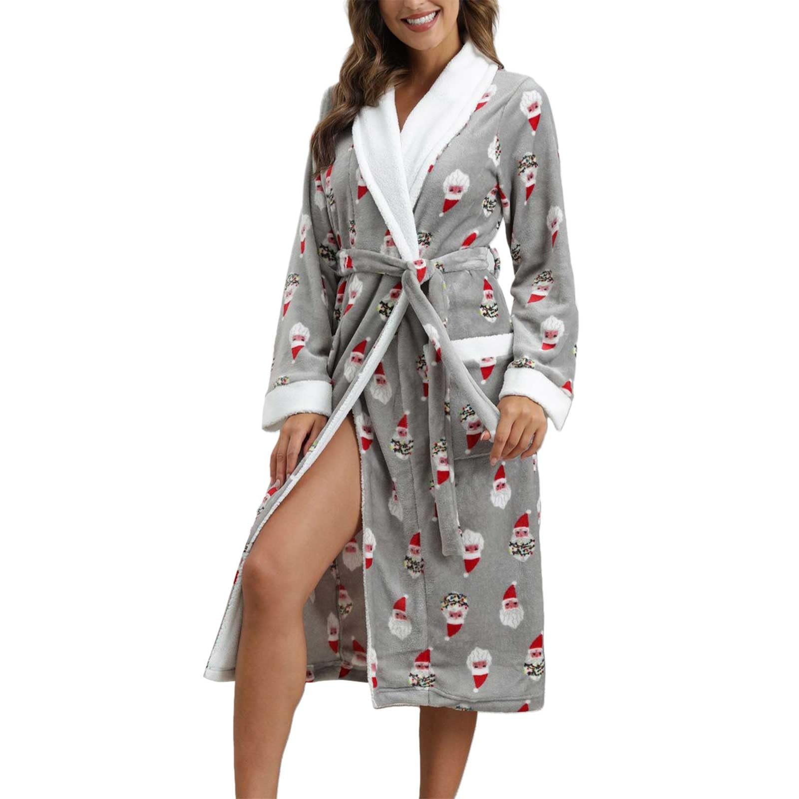 Generisch Pigiama da donna in pile di flanella, elegante, casual, da donna, con stampa di flanella, da notte, da casa, da donna
