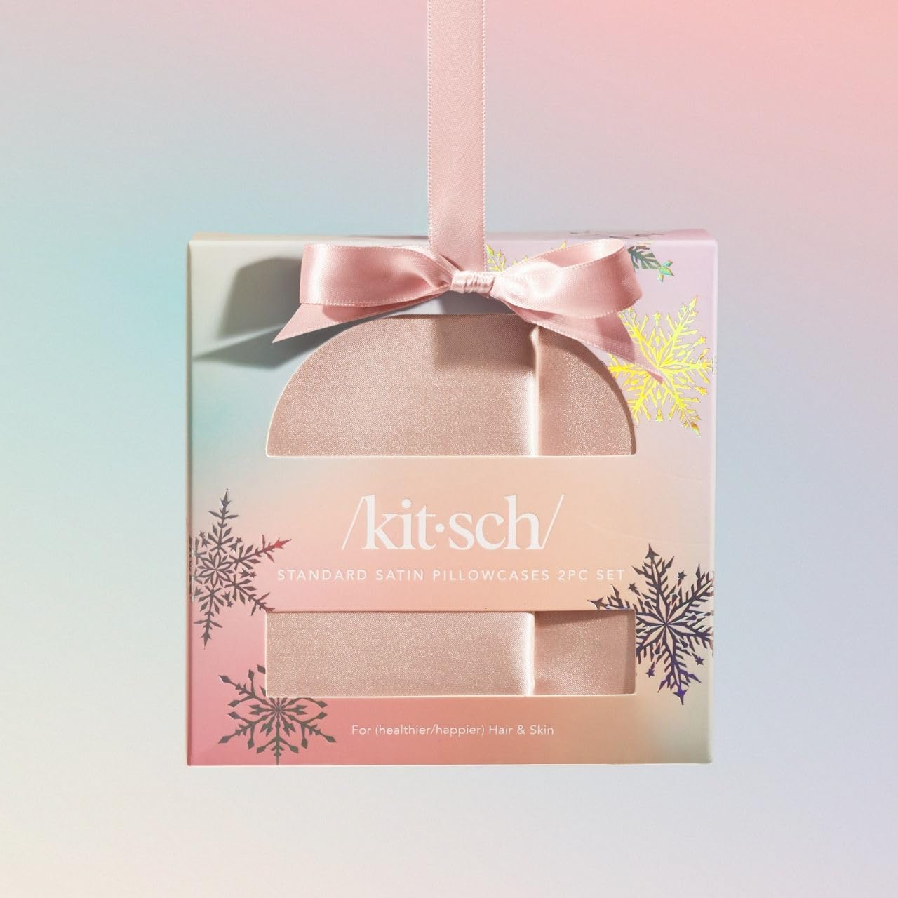 Kitsch Satin Pillowcase with Zipper for Hair & Skin - Softer Than Silk Pillow Cases, Smooth Cooling Satin Pillow Case, Wrinkle-Free, Machine Washable - Pillow Cases Standard Size (19x26) - Blush: Standard/Queen (2 Pack) Holiday Blush