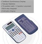 Calculatrice scientifique avec 417 Fonctions, Plus Calculatrice scientifique portable solaire pour le bureau de l'école, manuel d'affichage synchronisé