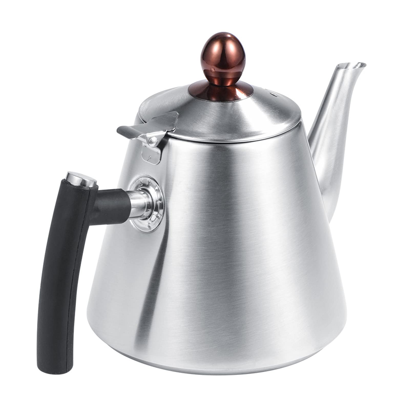 Théière en Acier Inoxydable, Bouilloire, Poignée en Silicone Résistante à la Chaleur pour Cuisinière à Induction (SILVER)