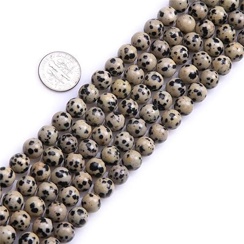Miniatura 3 de JOE FOREMAN Cuentas de jaspe dálmata dálmata de 0.315 pulgadas para hacer joyas, piedras preciosas semipreciosas naturales, hilo redondo de 15
