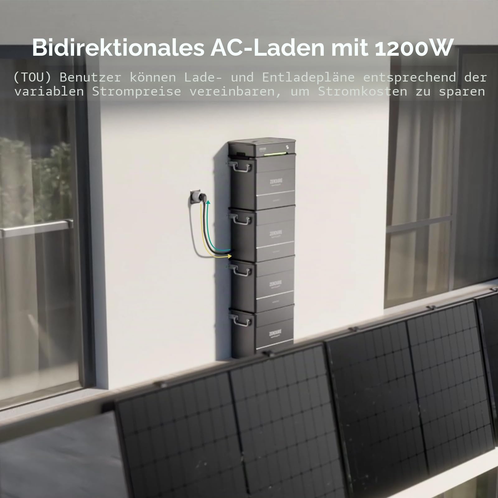 Zendure SolarFlow Hyper 2000, Balkonkraftwerk mit Solareingang von 1800 W, integriertem Hub (intelligente Steuereinheit) und Mikrowechselrichter, bidirektionale AC-Ladung von 1200 W