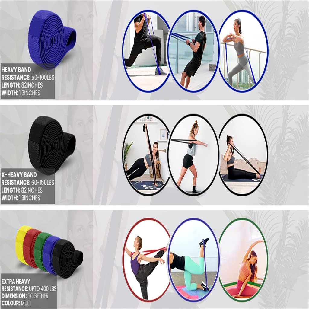 Bandas de resistencia para fitness, bandas elásticas para entrenamiento de fuerza, yoga y entrenamientos de tensión, juego portátil para el hogar y el gimnasio, accesorio de entrenamiento versátil