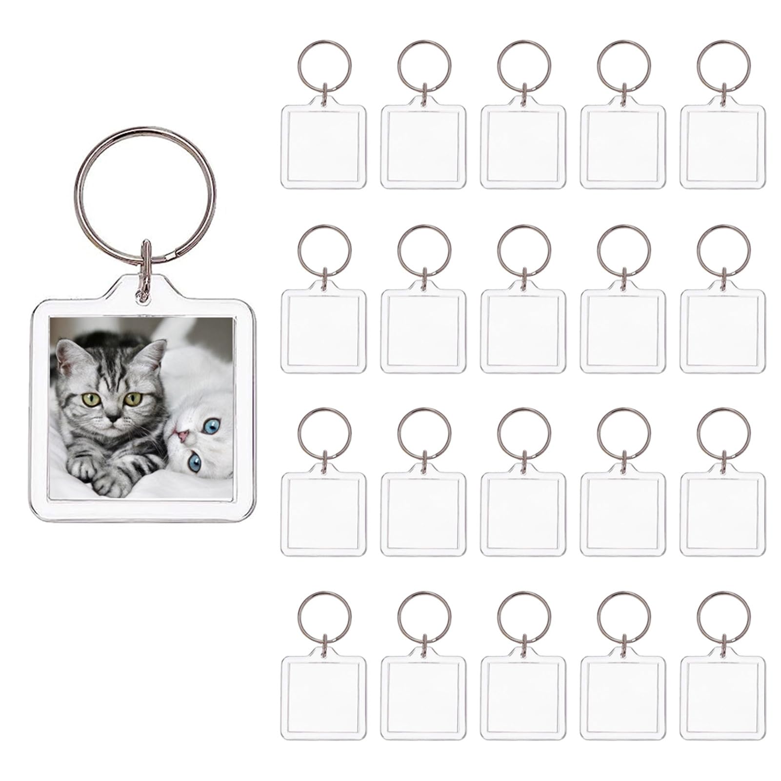 BetterJonny20Pcs Acrylic Picture Keychain Blanks in Clear Acrylic Picture Frame Keyrings