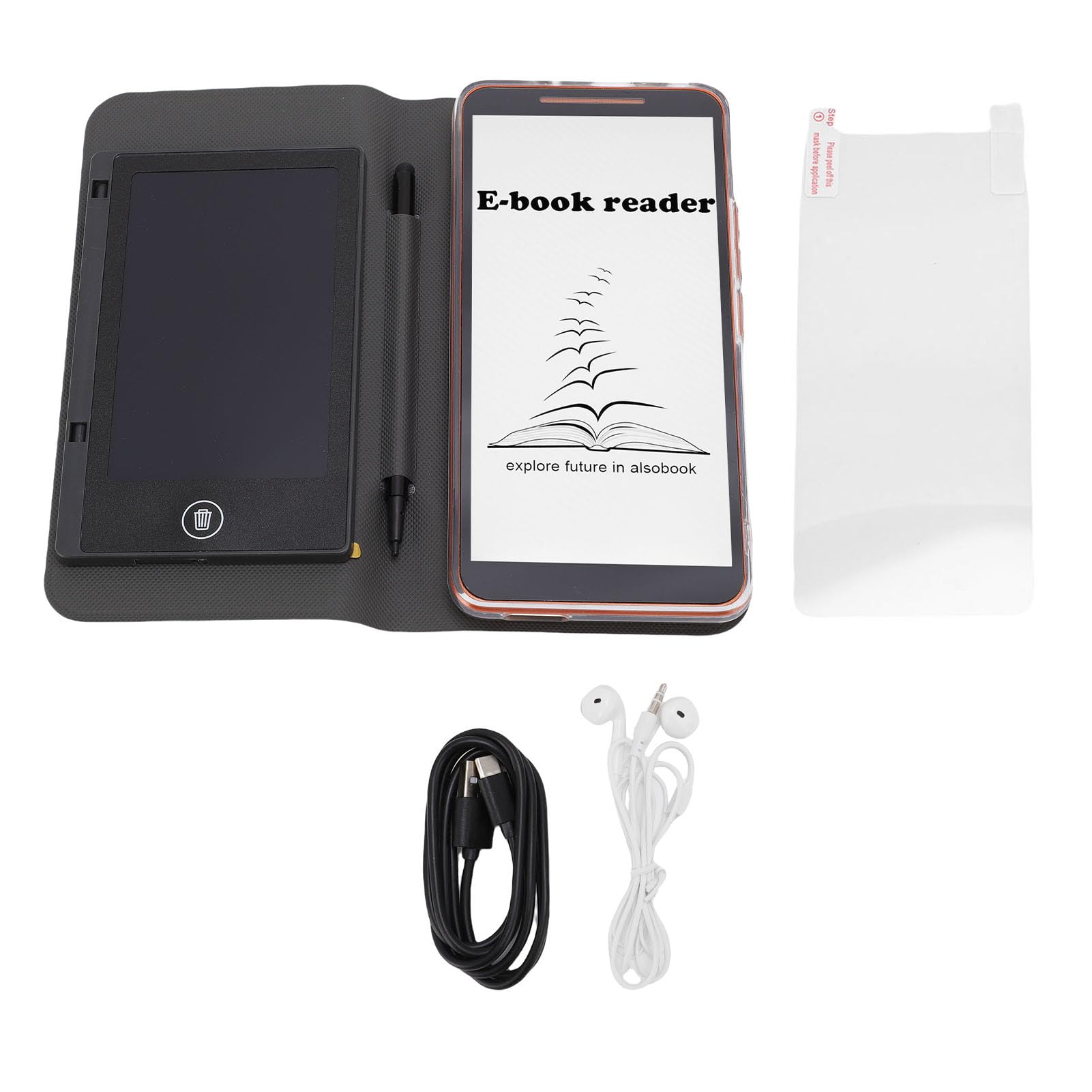 Generic Lettore di E-book, EReader Touchscreen da 5,7" con WiFi E Bluetooth, Tablet da 1 GB E 8 GB con Custodia Protettiva per Blocco Note, Carta Digitale, EPaper per Leggere E Scrivere