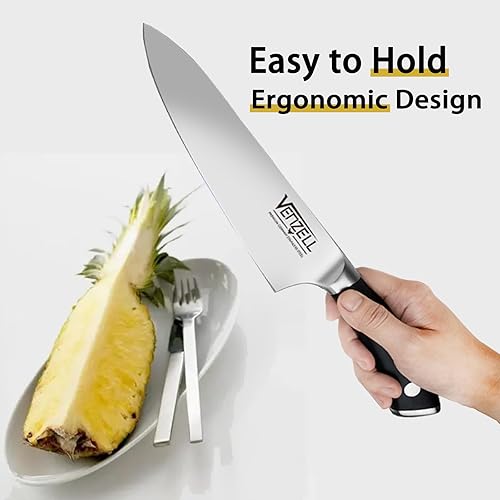 Miniatura 4 de VENZELL - Juego de cuchillos con bloque y afilador, juego de cuchillos de chef, juego de cuchillos de cocina de acero inoxidable ultra afilado con