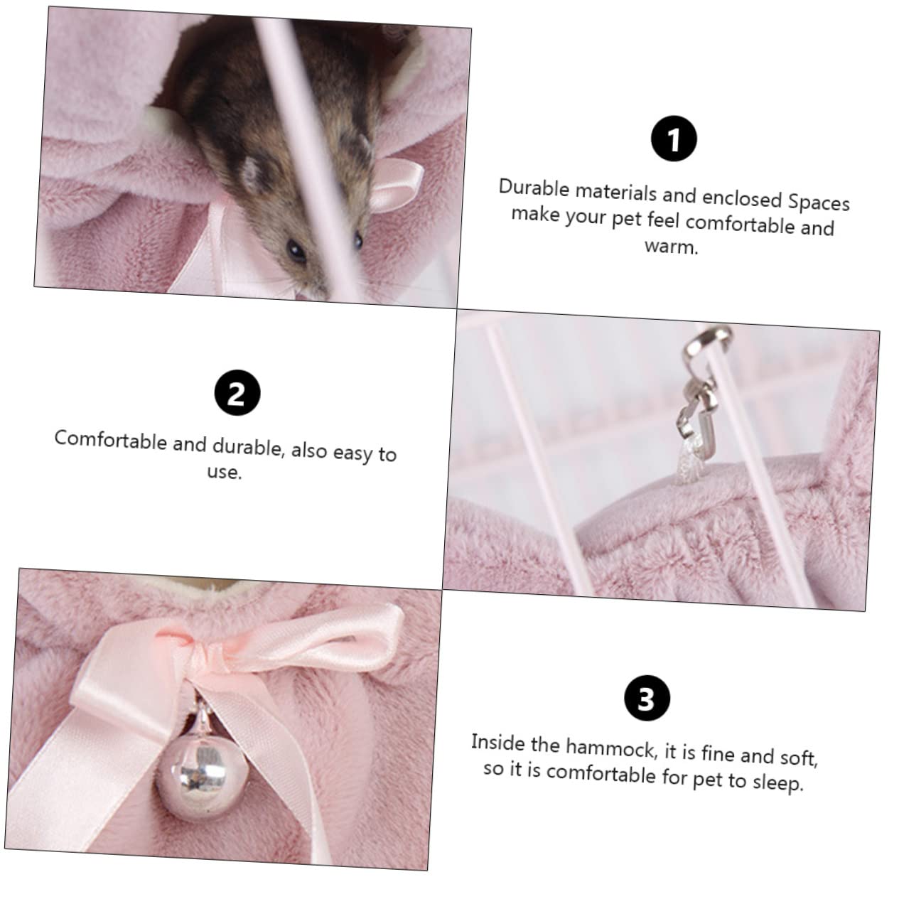 POPETPOP 3piezas Hamaca Colgante para Hámster Cama Aislante De Invierno Nido y Cálido para Mascotas Accesorio De Jaula para Pequeños Roedores Diseño Acogedor y Duradero
