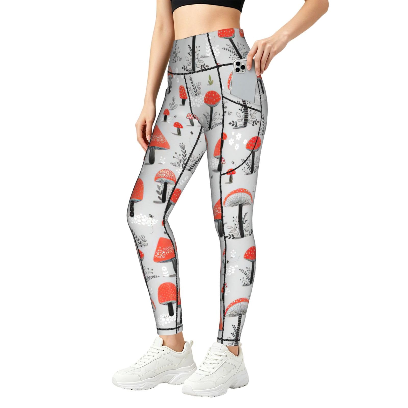 Pantalones de yoga holgados con estampado de setas para mujer estilo casual 8