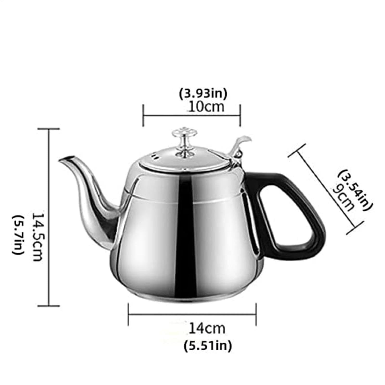 Czajnik ze stali nierdzewnej - Czajnik do herbaty ze stali nierdzewnej 1,5 l z sitkiem do herbaty, na wodę kontaktu z żywnością, Dzbanek na wodę o dużej pojemności domu, kuchni, wrzącej