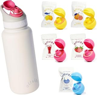 32oz Stainless Steel Air Water Bottle with 5 Straw & Refresher ScentSip Flavor Pods