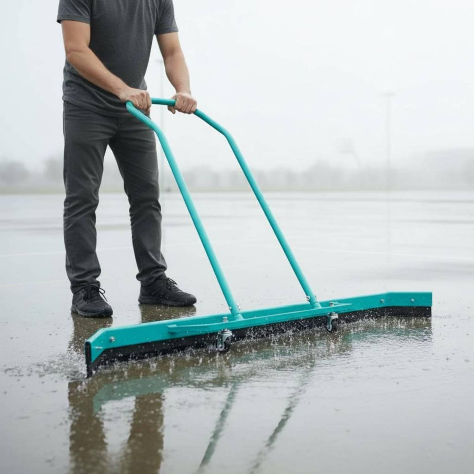 TISHITA Limpiador de Canchas de Aluminio Squeegee de Suelo Limpiador de Agua de Piso con Ruedas Completo Adecuado para Mantenimiento Diario en Canchas y Pisos Duros, Naranja