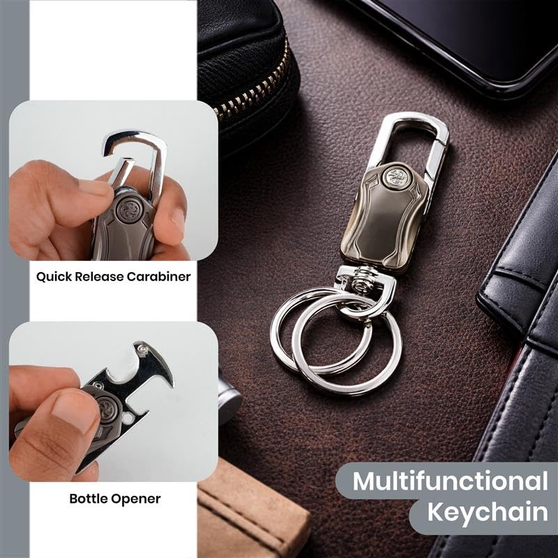Image of Storite Rotating Gyro Spinner Keychain for Men & Women with Double Ring Multi-Functional Bottle Opener Metal Fidget Key Holder Car,Bike & House Keys Organizer, EDC Accessory for Men & Women