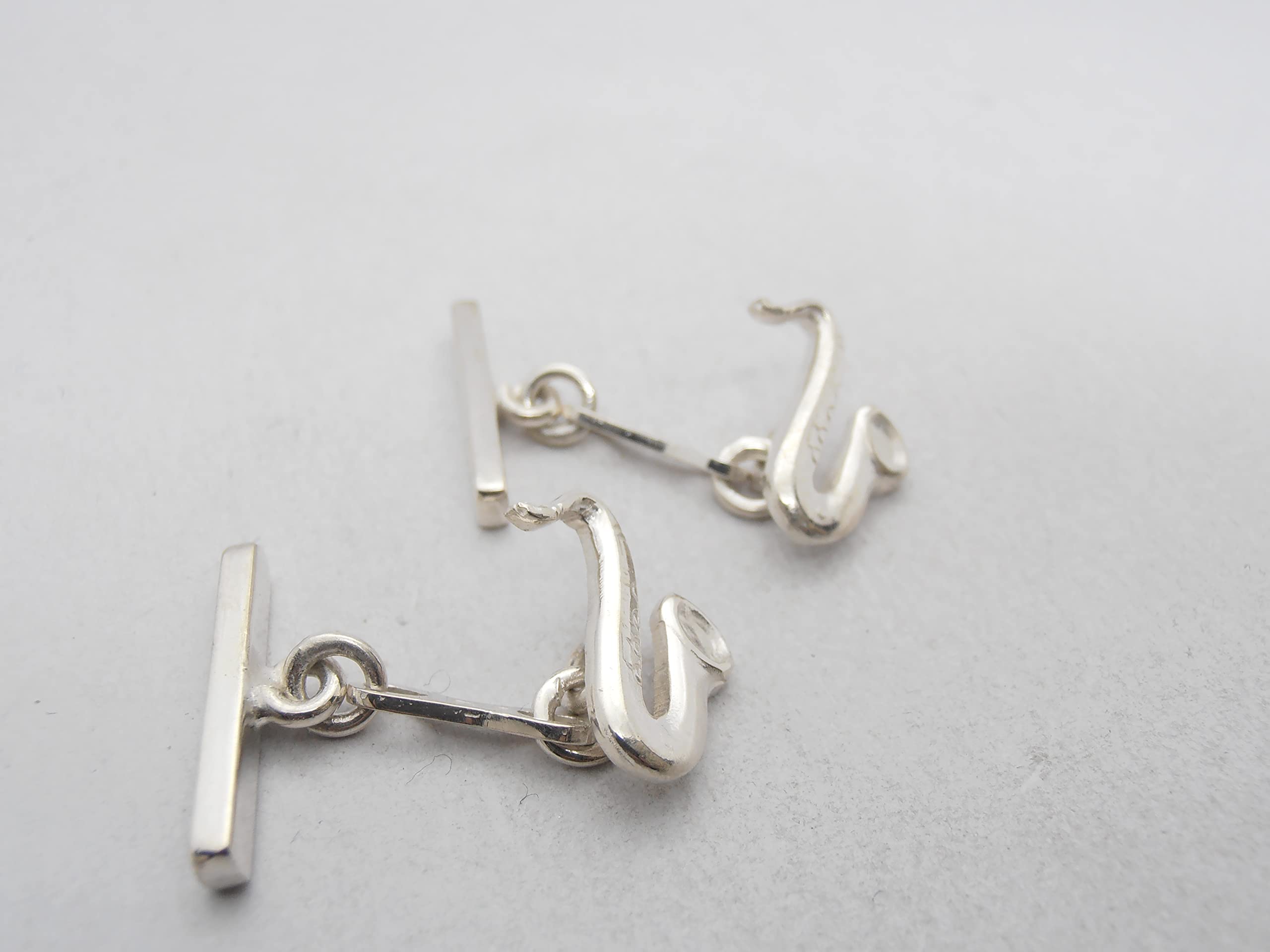 Sassofono : Gemelli in Argento 925 - Polsino Camicia - Sax - Musica - Musicista - Strumento Musicale