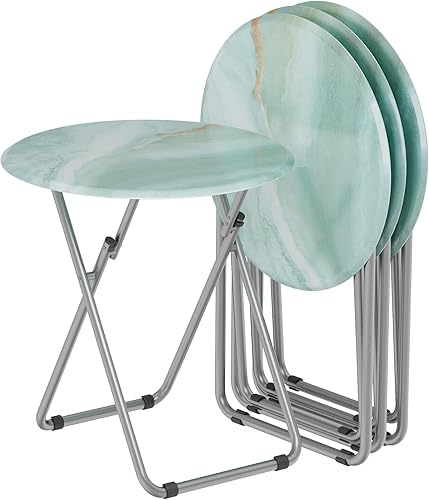 Miniatura 7 de Bandejas de TV redondas plegables y portátiles, bandeja de TV con MDF resistente, no requiere montaje, 17.5 x 17.5 x 26 pulgadas (blanco)