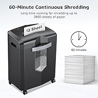 Vista 2 de Bonsaii Trituradoras de microcorte de 12 hojas para oficina en casa, trituradora de papel P-4 de 60 minutos de nivel de seguridad para CD, tarjetas
