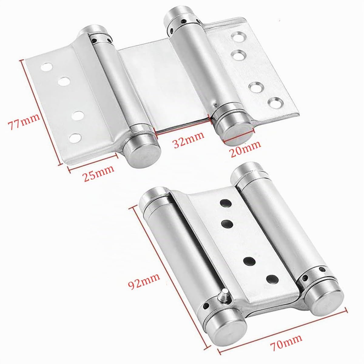 2 Coppie di Cerniere a Molla a Doppia Azione da 76mm in Acciaio Inox per Porta, Saloon Cafe, Auto-Chiusura, Perfette e Regolabili
