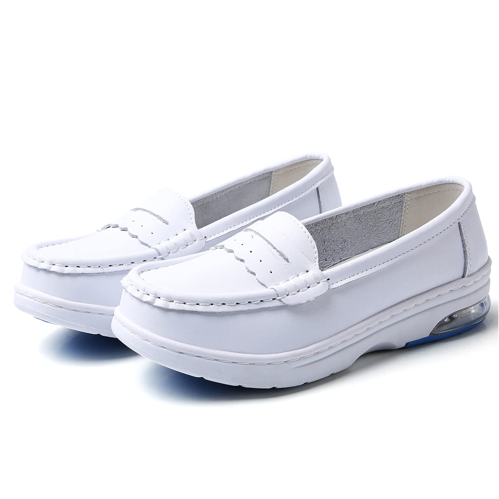 TDHLW Women's White Nursing Shoes Professional Nurse Shoes Comfortable Walking Slip On Nurse Restaurant Work Slip on Lightweight Four Seasons Shoes,White,35